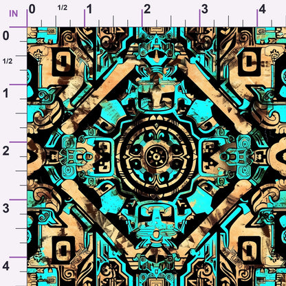 Teal Totem Pattern 18 Minky Fabric