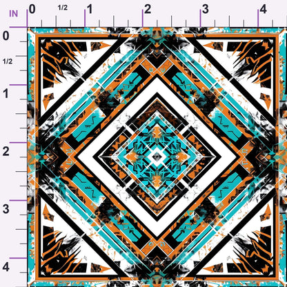 Teal Totem Pattern 19 Minky Fabric