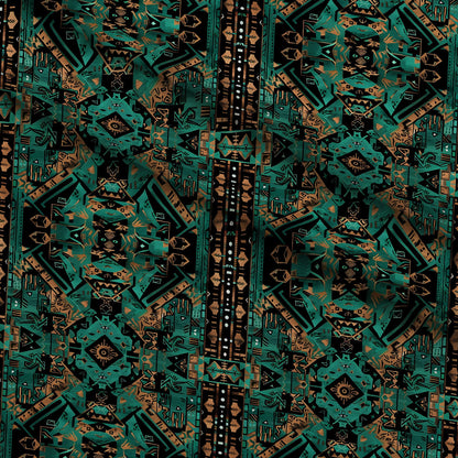 Teal Totem Pattern 2 Minky Fabric