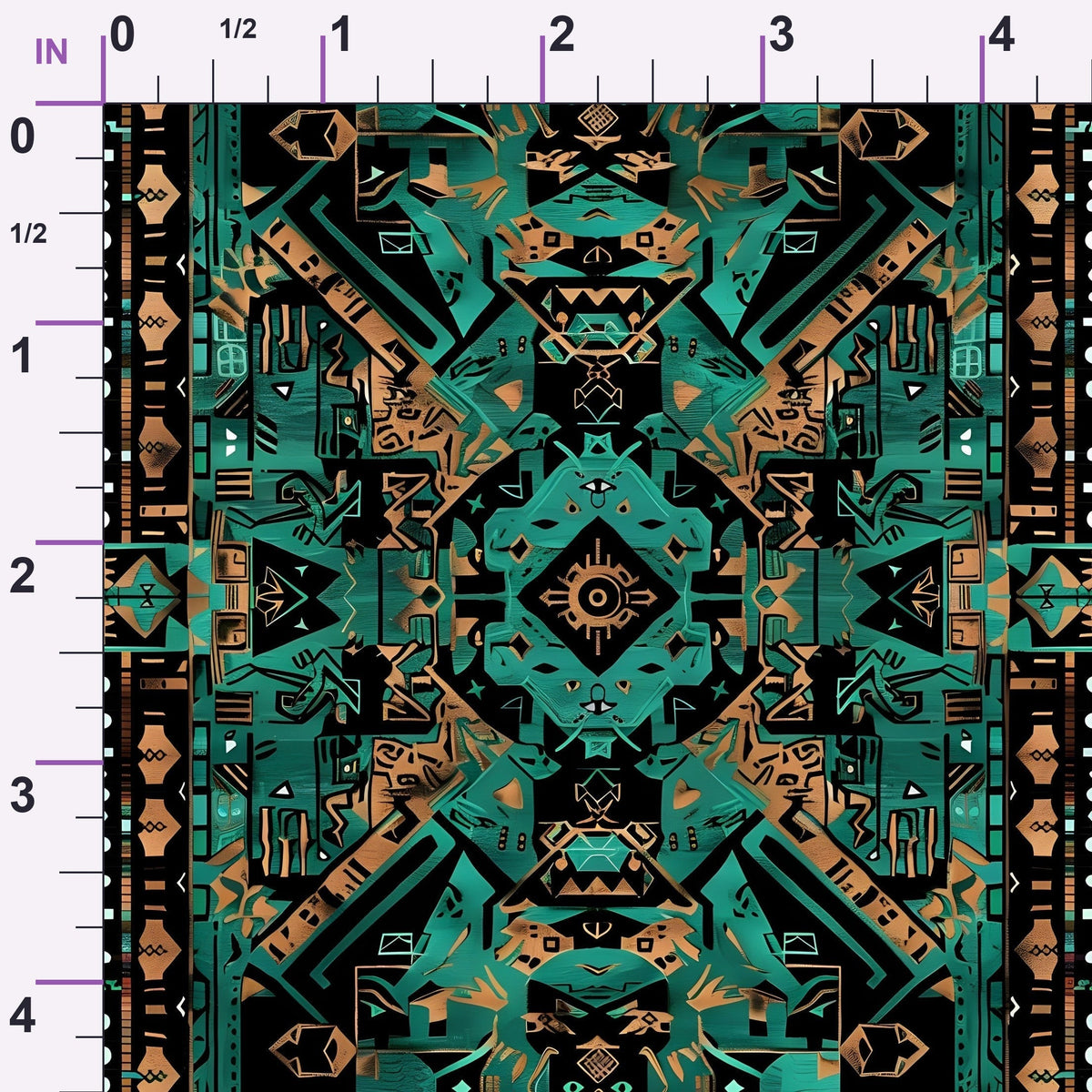 Teal Totem Pattern 2 Minky Fabric