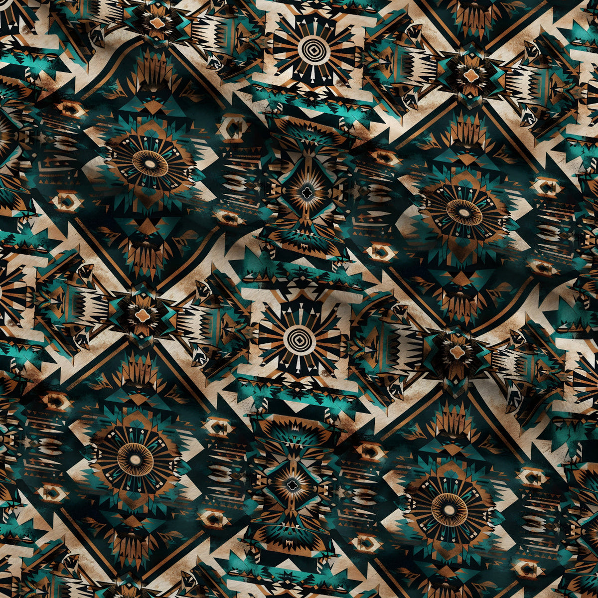 Teal Totem Pattern 20 Minky Fabric