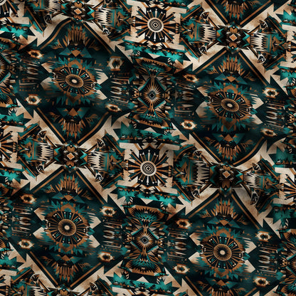Teal Totem Pattern 20 Minky Fabric