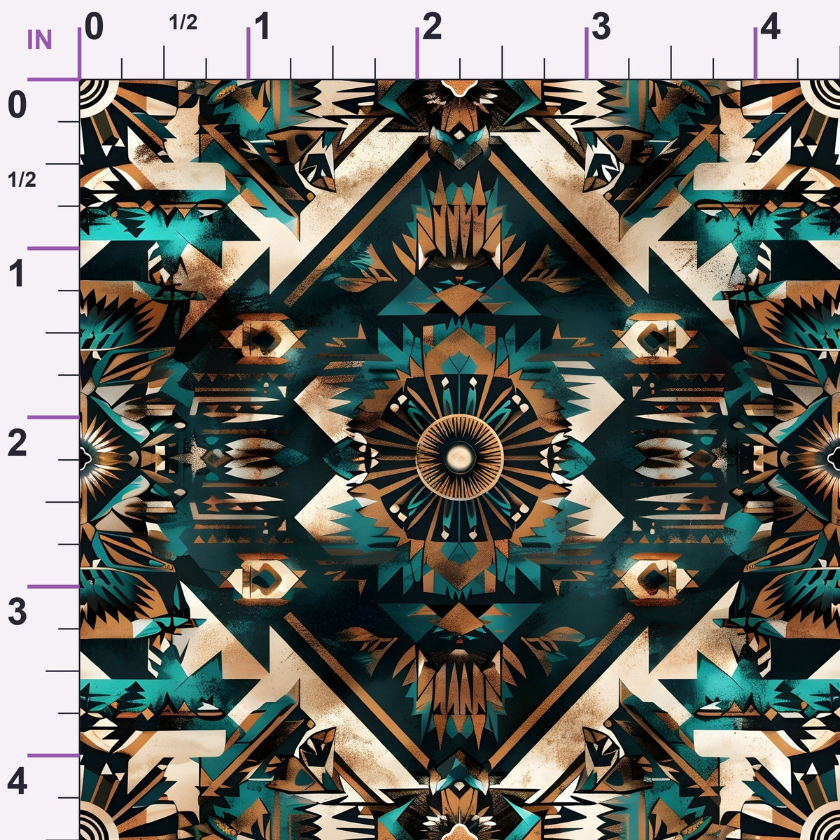 Teal Totem Pattern 20 Minky Fabric
