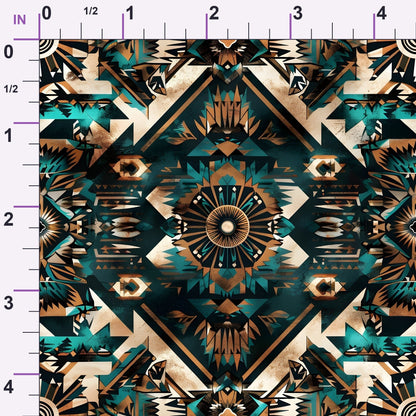 Teal Totem Pattern 20 Minky Fabric