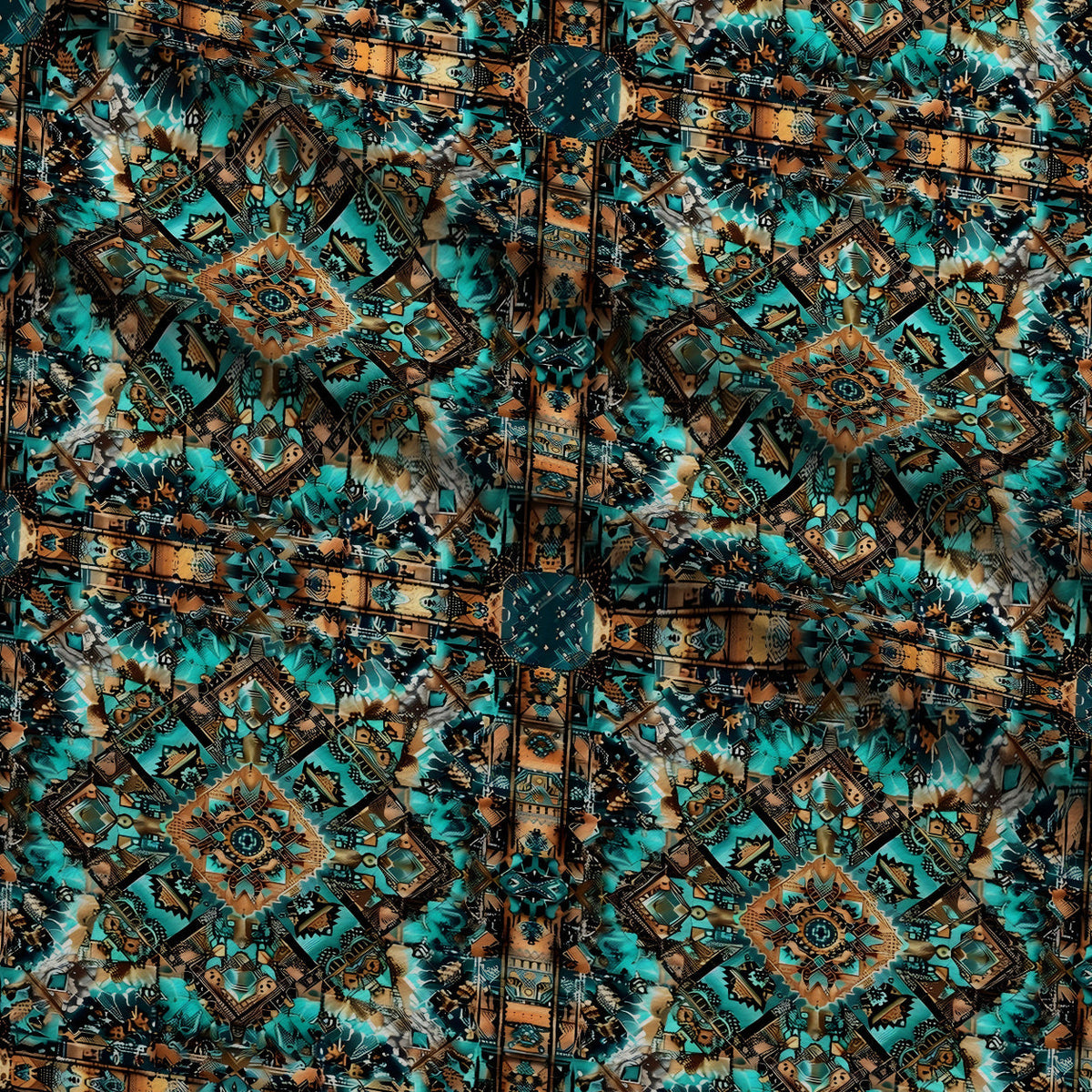 Teal Totem Pattern 21 Minky Fabric