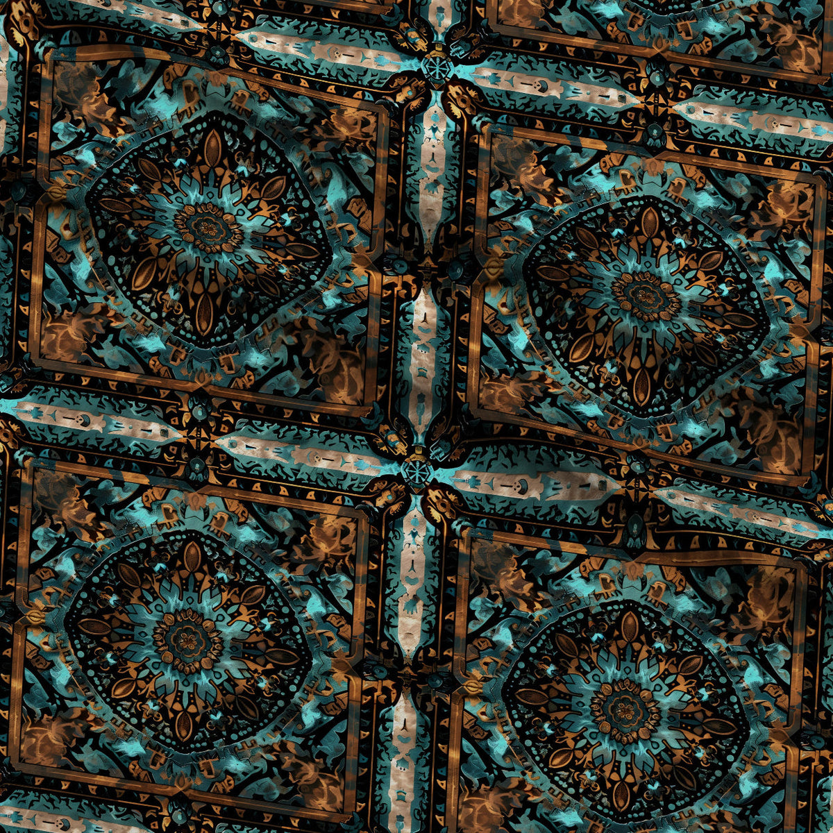 Teal Totem Pattern 22 Minky Fabric