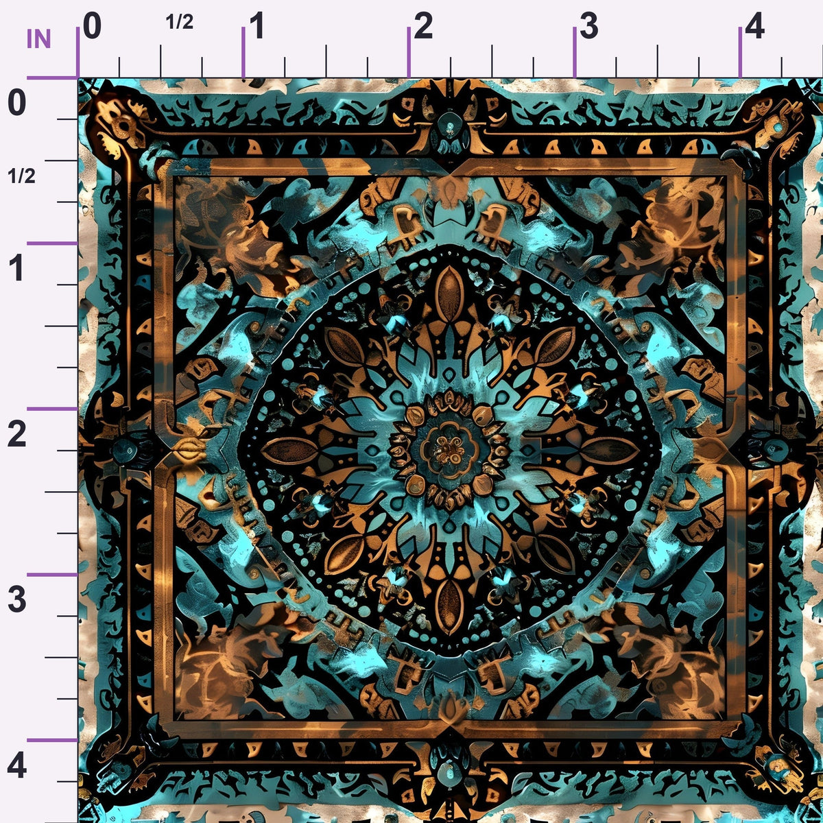 Teal Totem Pattern 22 Minky Fabric