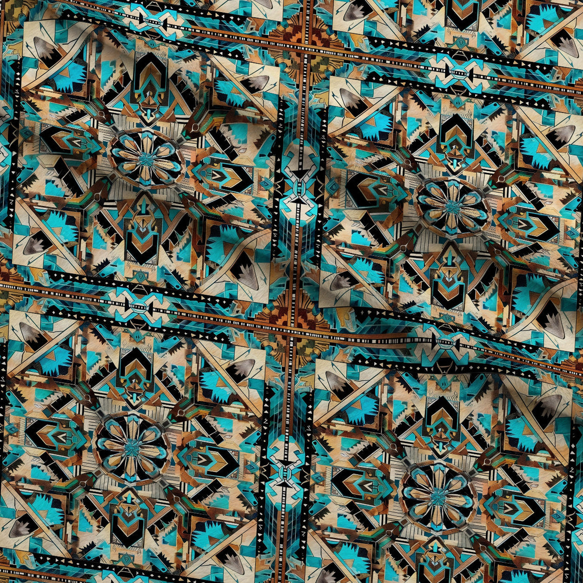 Teal Totem Pattern 23 Minky Fabric