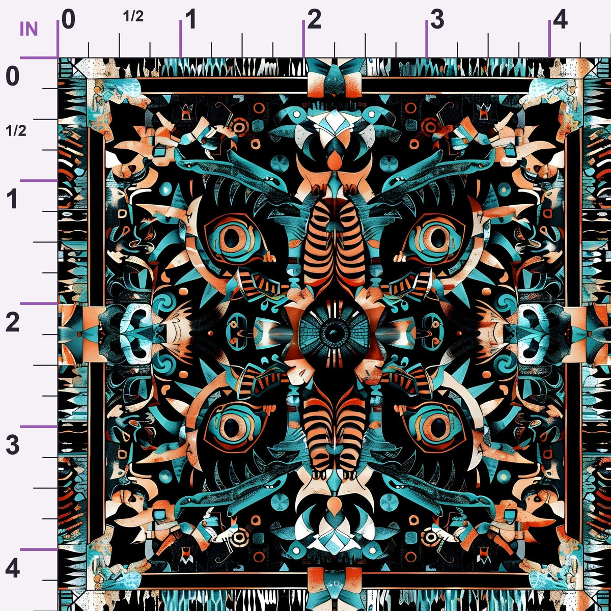 Teal Totem Pattern 24 Minky Fabric