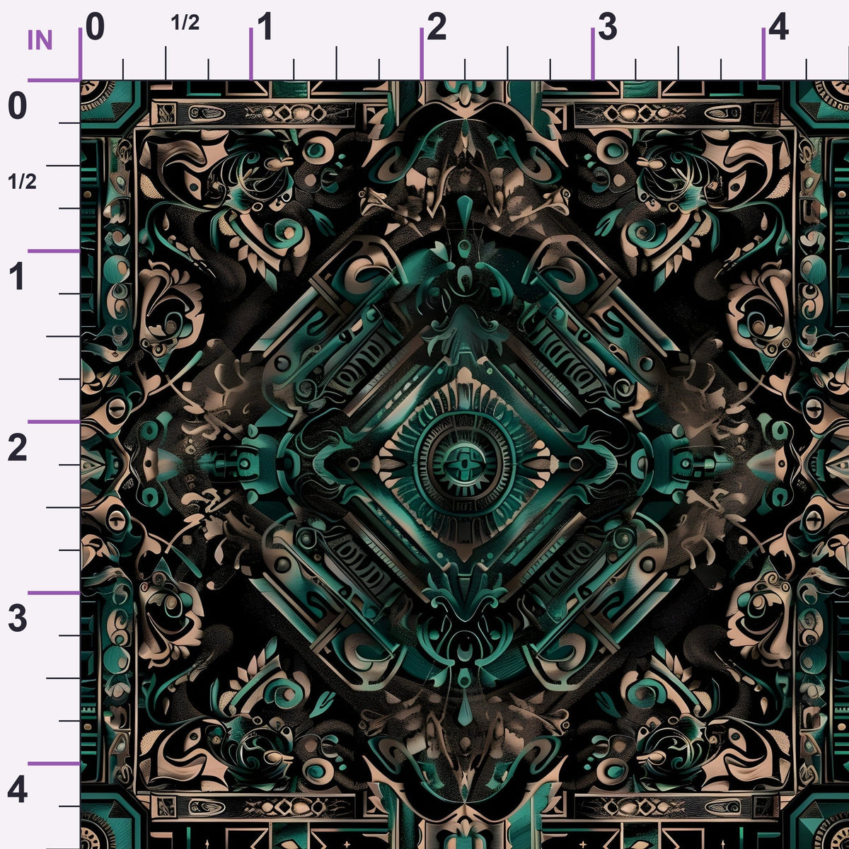 Teal Totem Pattern 25 Minky Fabric
