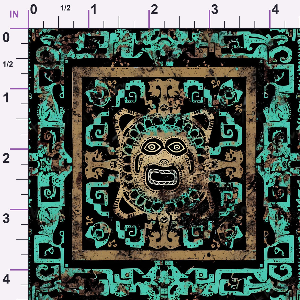Teal Totem Pattern 3 Minky Fabric