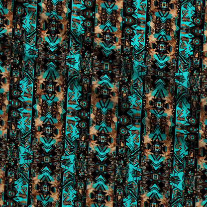 Teal Totem Pattern 4 Minky Fabric