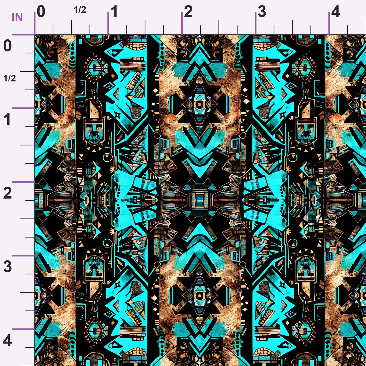 Teal Totem Pattern 4 Minky Fabric