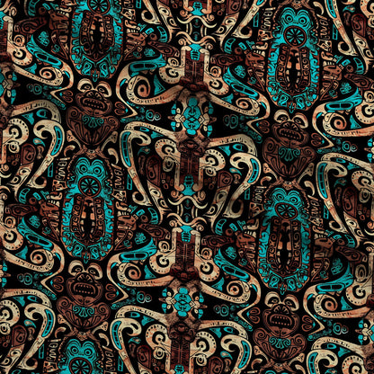 Teal Totem Pattern 5 Minky Fabric