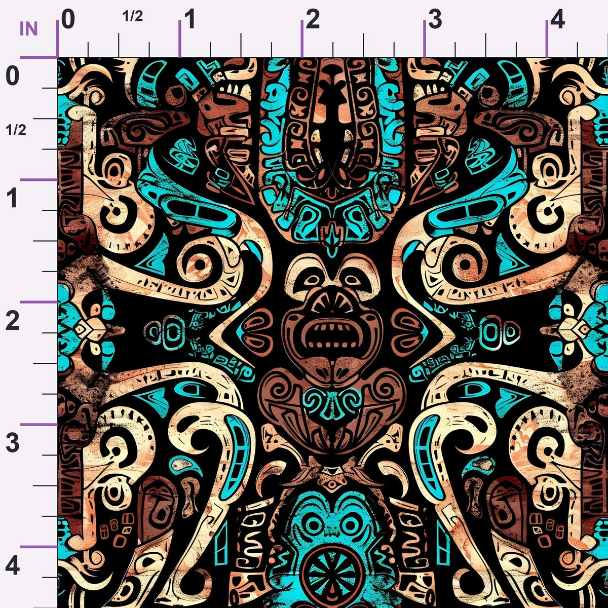 Teal Totem Pattern 5 Minky Fabric