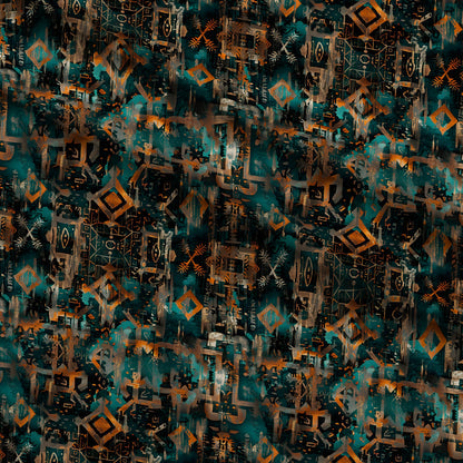 Teal Totem Pattern 7 Minky Fabric