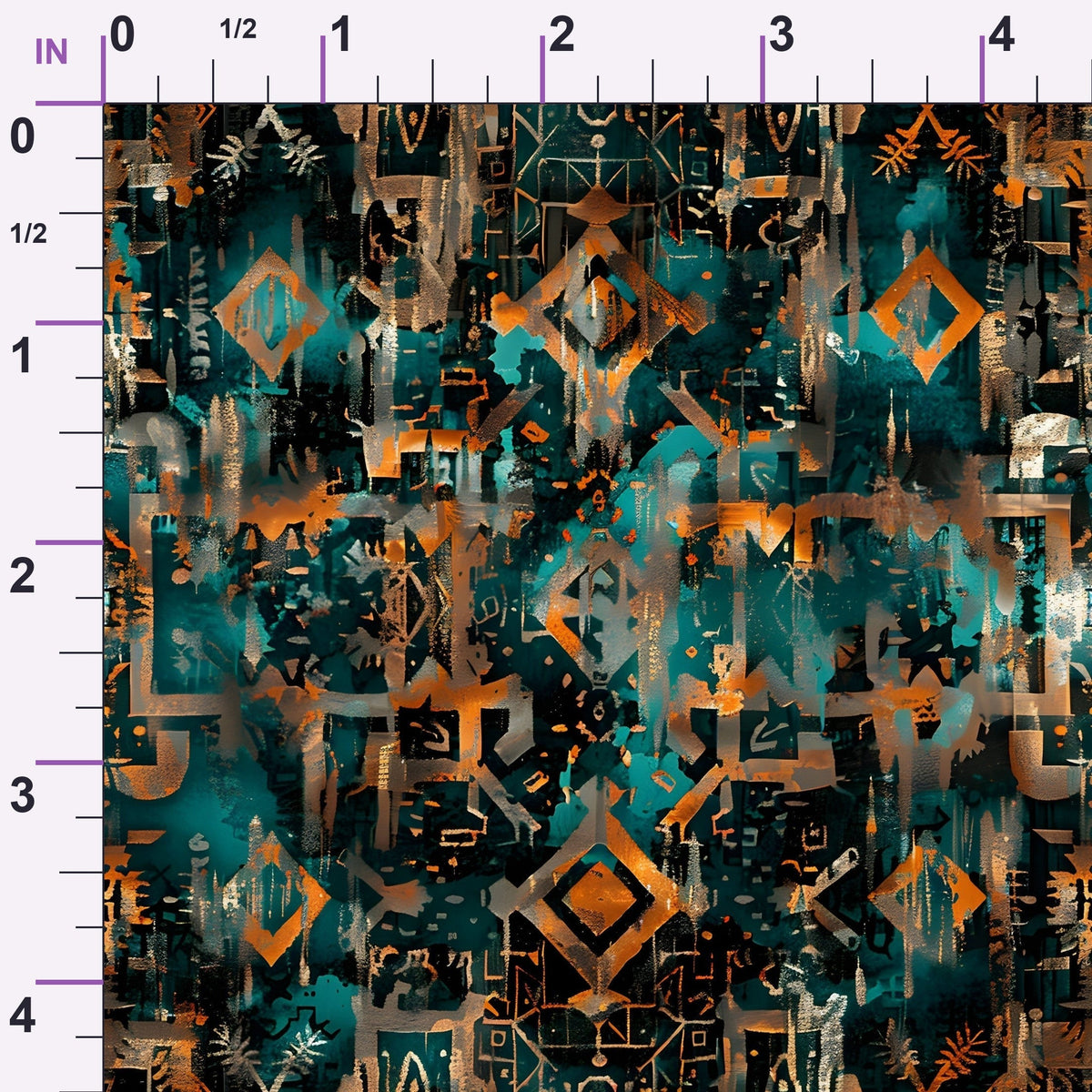 Teal Totem Pattern 7 Minky Fabric