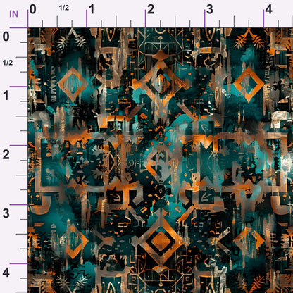 Teal Totem Pattern 7 Minky Fabric