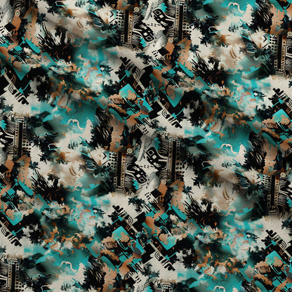 Teal Totem Pattern 8 Minky Fabric