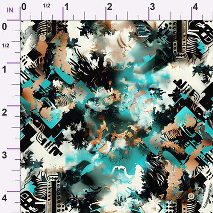 Teal Totem Pattern 8 Minky Fabric