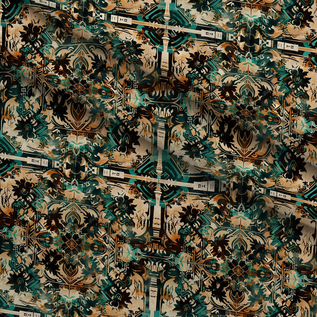 Teal Totem Pattern 9 Minky Fabric