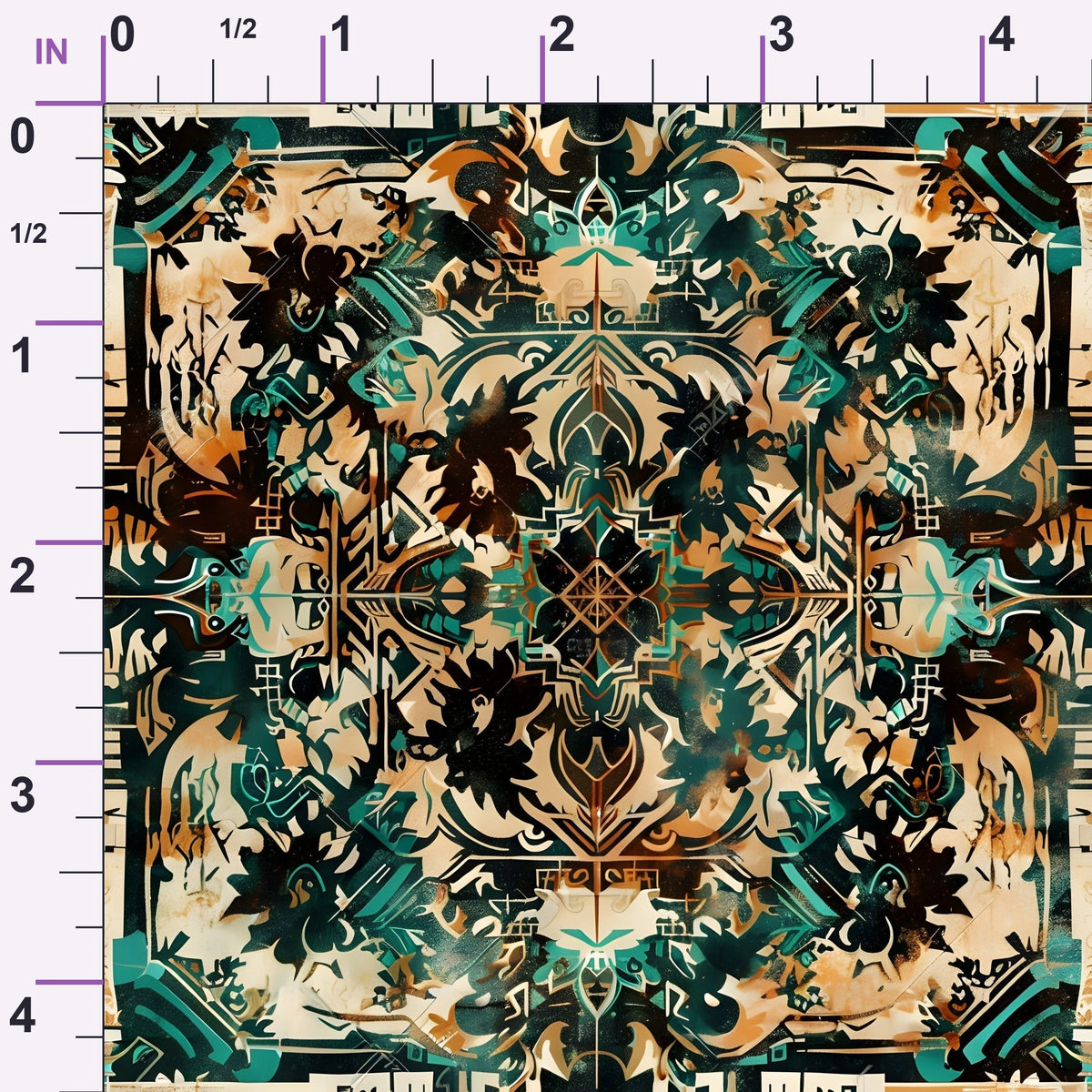 Teal Totem Pattern 9 Minky Fabric