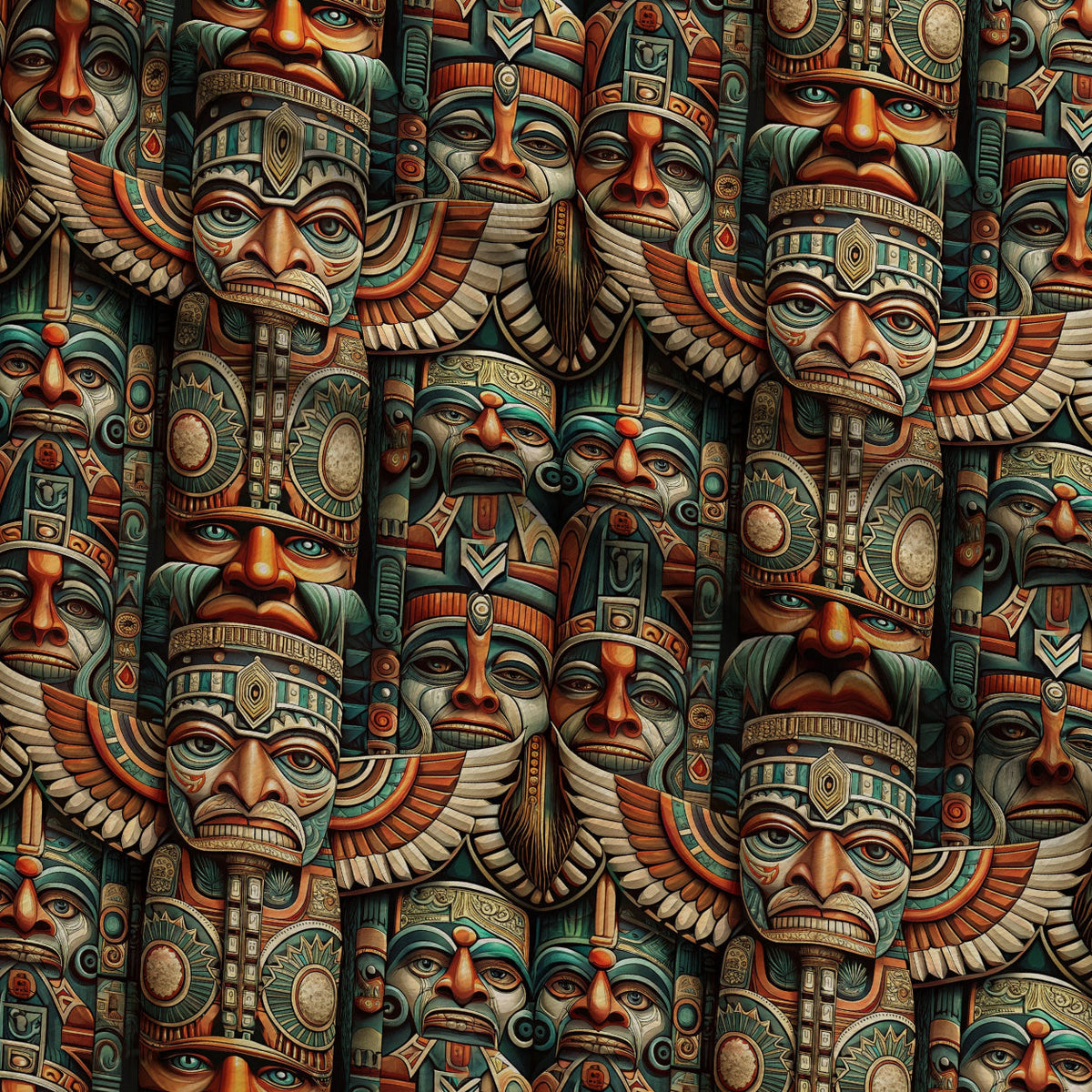 Tiki Guardians Pattern 1 Minky Fabric