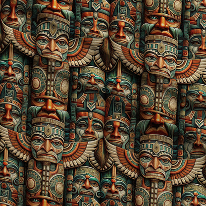 Tiki Guardians Pattern 1 Minky Fabric