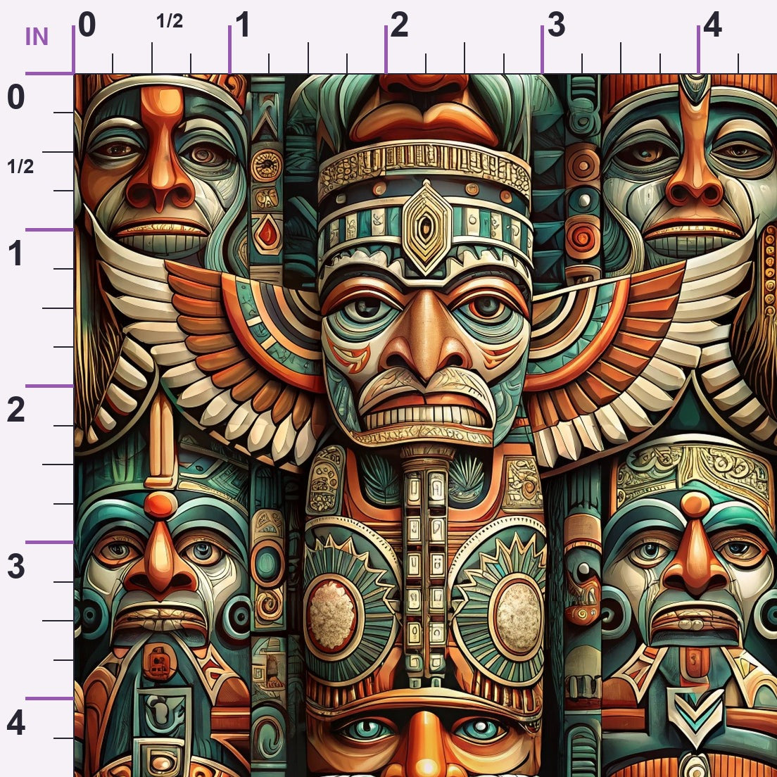 Tiki Guardians Pattern 1 Minky Fabric