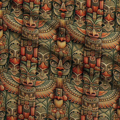Tiki Guardians Pattern 10 Minky Fabric