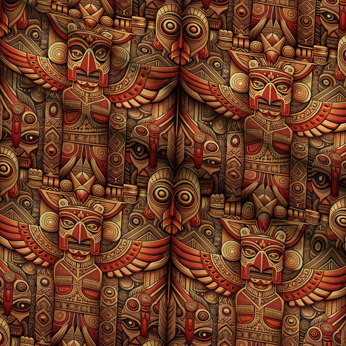 Tiki Guardians Pattern 2 Minky Fabric