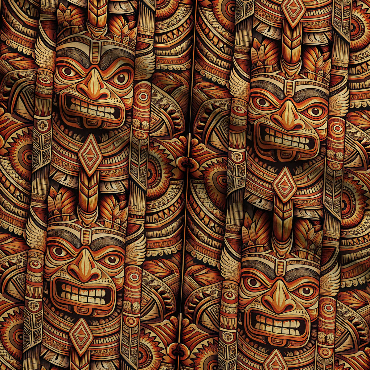 Tiki Guardians Pattern 3 Minky Fabric