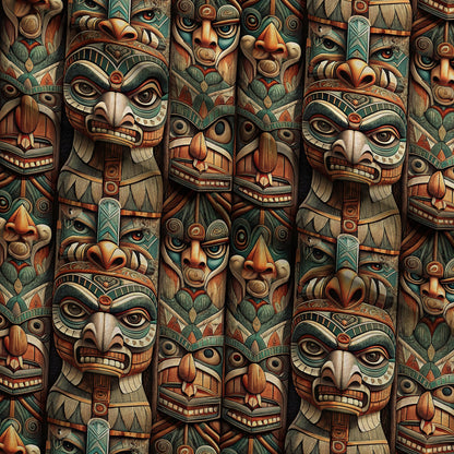 Tiki Guardians Pattern 4 Minky Fabric