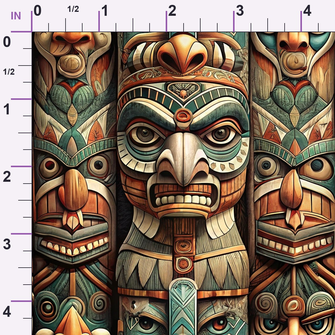 Tiki Guardians Pattern 4 Minky Fabric