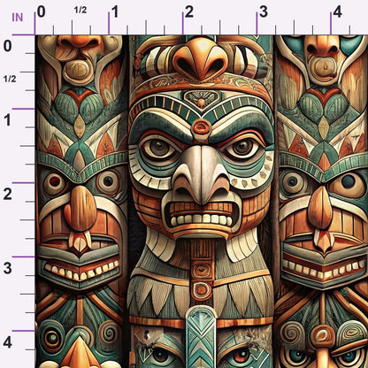 Tiki Guardians Pattern 4 Minky Fabric