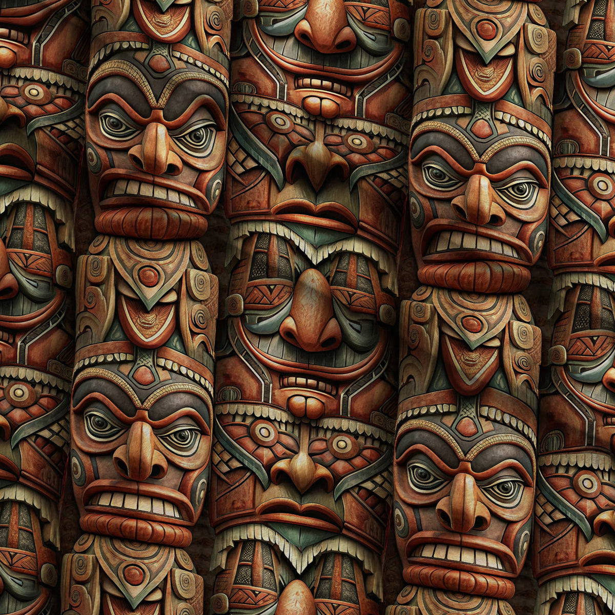 Tiki Guardians Pattern 5 Minky Fabric