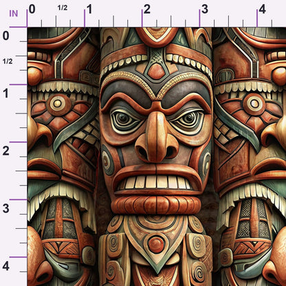 Tiki Guardians Pattern 5 Minky Fabric