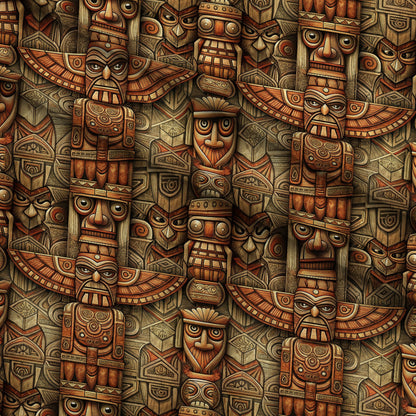 Tiki Guardians Pattern 6 Minky Fabric
