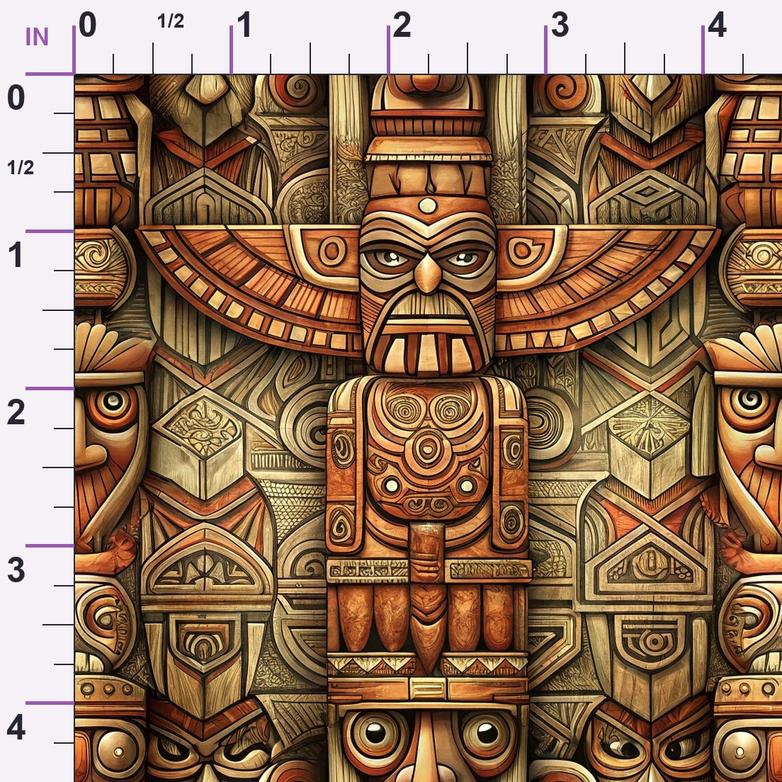 Tiki Guardians Pattern 6 Minky Fabric