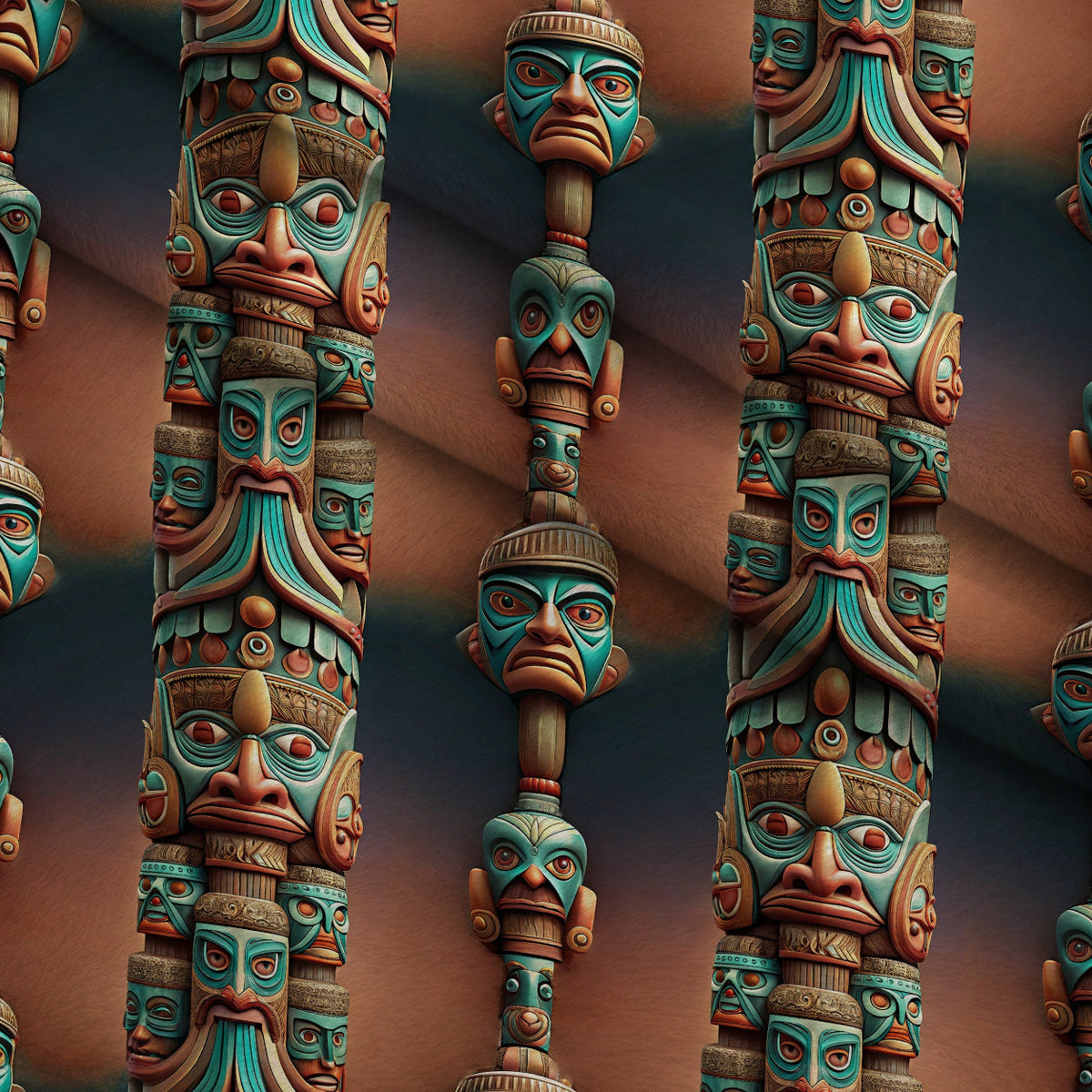 Tiki Guardians Pattern 7 Minky Fabric