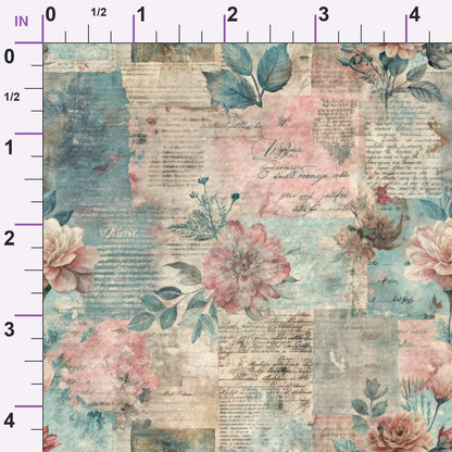 Timeworn Ephemera Pattern 1 Minky Fabric