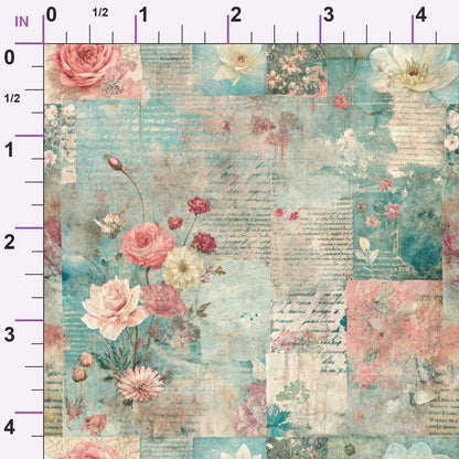 Timeworn Ephemera Pattern 3 Minky Fabric