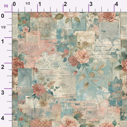 Timeworn Ephemera Pattern 5 Minky Fabric