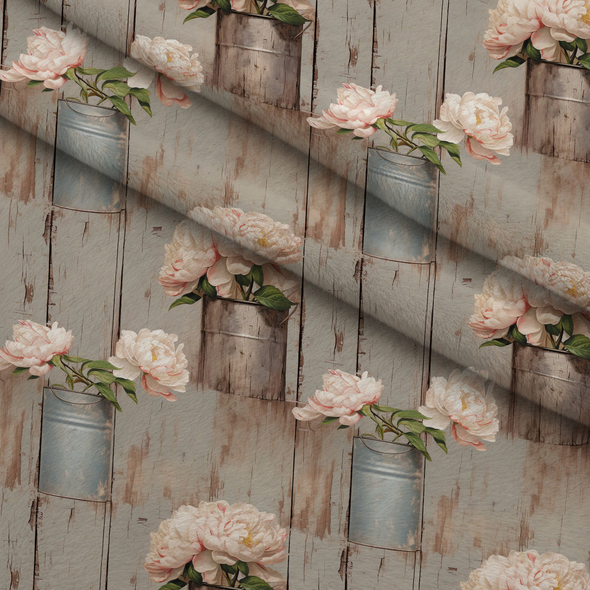 Tin Can Peonies Pattern 3 Minky Fabric