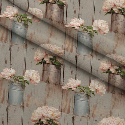 Tin Can Peonies Pattern 3 Minky Fabric