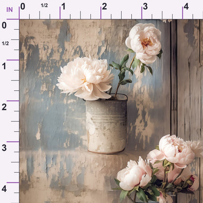 Tin Can Peonies Pattern 4 Minky Fabric