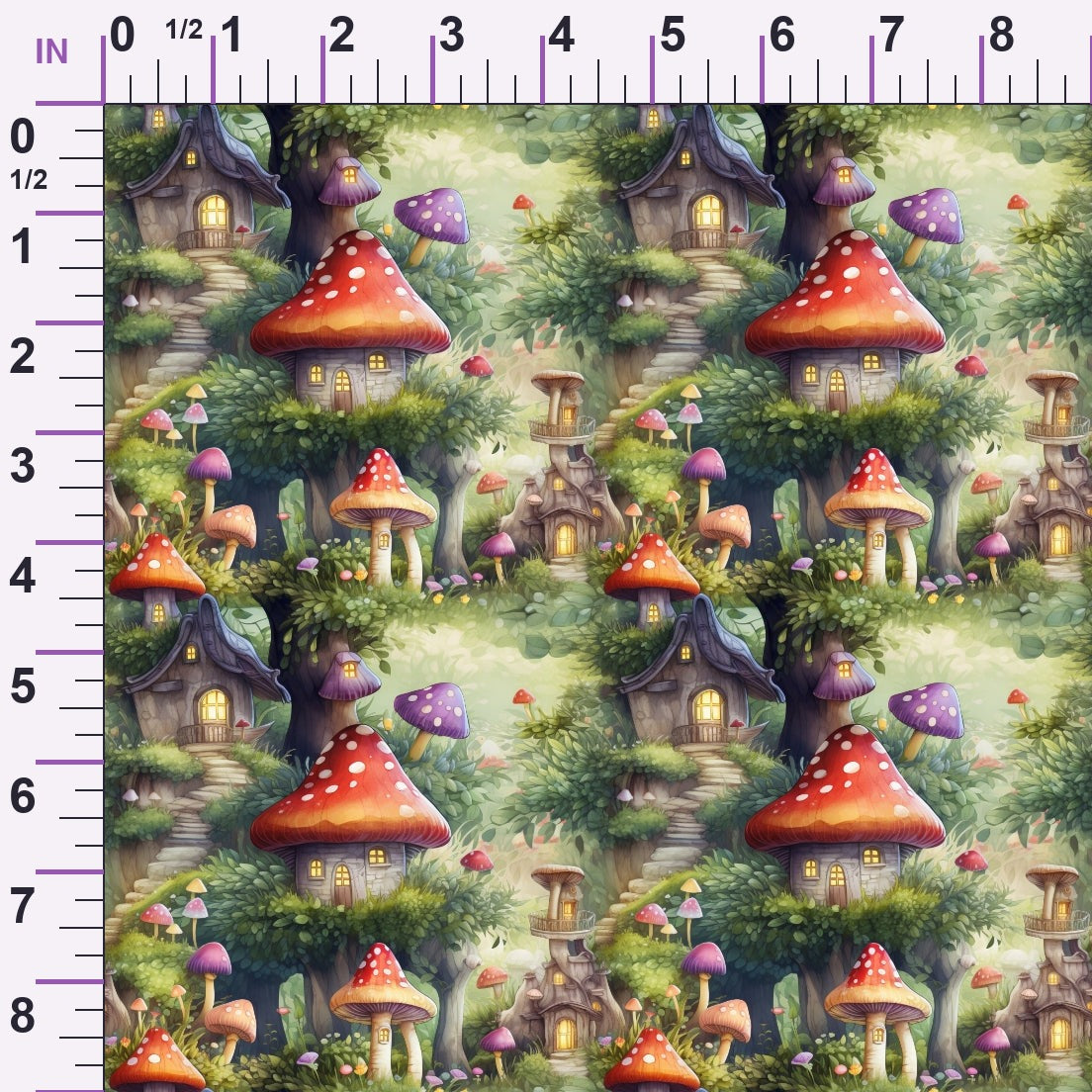 Toadstool Village Pattern 12 Minky Fabric