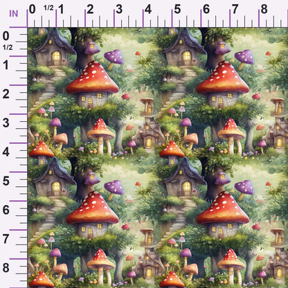 Toadstool Village Pattern 12 Minky Fabric