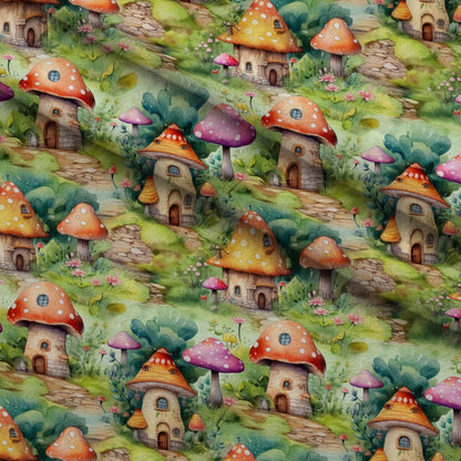Toadstool Village Pattern 2 Minky Fabric