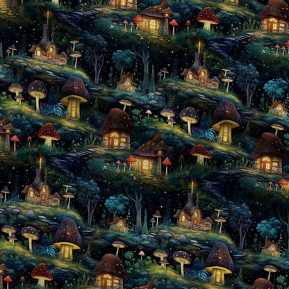 Toadstool Village Pattern 3 Minky Fabric